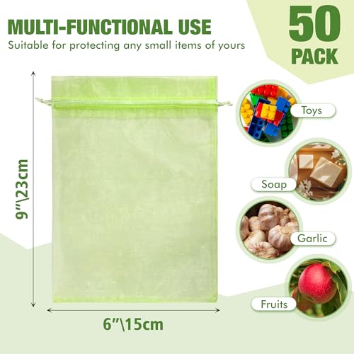 50 Pcs 6×9 Inch Drawstring Fruit Protection Mesh Bags - size: 6*9in-50 Pack