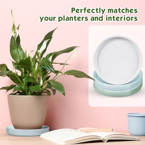 Zubebe 3 Pcs 7 Inch Ceramic Plant Saucers Round Plant Pot Water Trays - size: 7 Inch