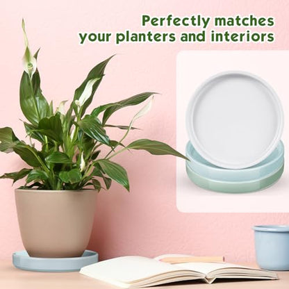 Zubebe 3 Pcs 7 Inch Ceramic Plant Saucers Round Plant Pot Water Trays - size: 7 Inch