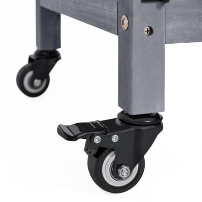 Topeakmart Potting Bench for Outside with Storage Cabinet & Metal Top,Gray - color: Gray