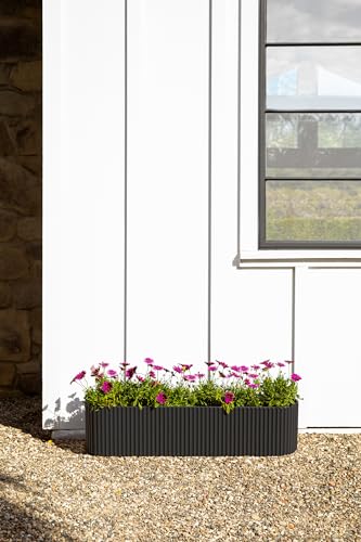 Veradek Demi Series Window Box Planter - Round Outdoor Planter - color: Black, size: 36 inch