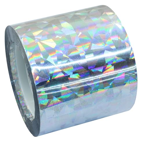 Jiozermi 164 Ft Bird Scare Tape Ribbon, Laser Silver - color: Laser Silver Floral, size: 2 Inch x 164 Ft