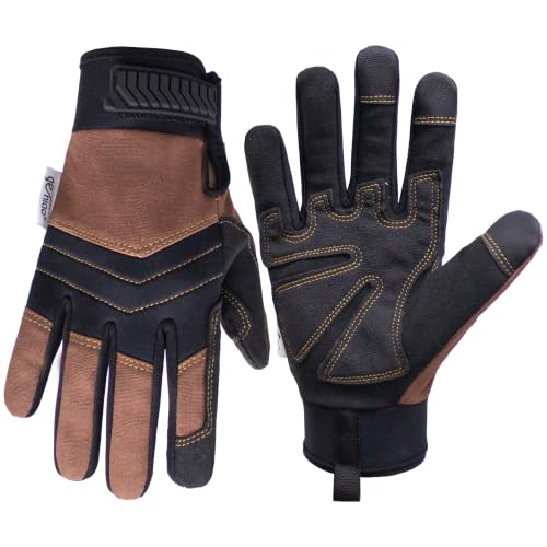 Work Gloves for Men Women Breathable Canvas Gardening Gloves for Yard Work Garage Mechanic Touchscreen Compatible - size: Medium