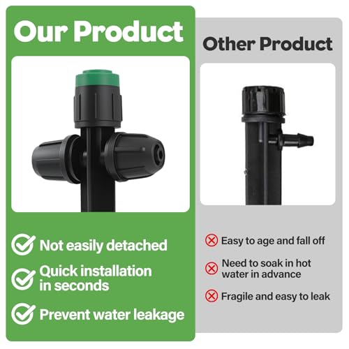 35PCS Double-Head Drip Irrigation Emitters, Kalolary Locked Drip Irrigation Sprayer Parts for 1/4" Tubing, Adjustable 360 Degree Vortex Water Flow Dripper with Lock for Garden Watering System (Green) - color: Green Double-head Locked Sprayer
