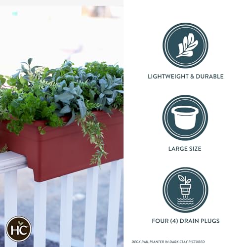 The HC Companies Deck Rail Deck Rail Planter Box, 24 Inch, Clay, 1-Pack - color: Clay