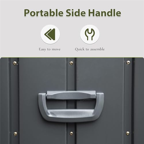 150 Gallon Outdoor Storage Deck Box, Metal Patio Bin with Rollers, 49" - color: Dark Gray