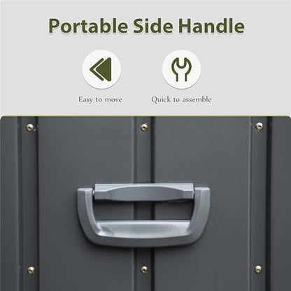 160 Gallon Outdoor Storage Shed, Galvanized Steel Deck Box, Lockable Lid - color: Dark Gray-A