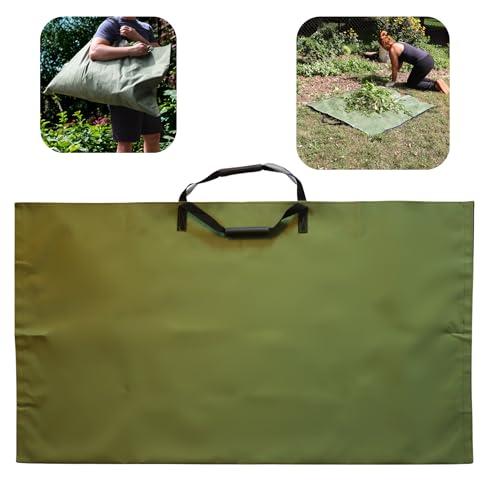Garden and Landscape Bag, Portable Leaf and Weed Tarp with Handles, Reusable Leaf Bag, 48" X 56" Weed and Landscape Tarp