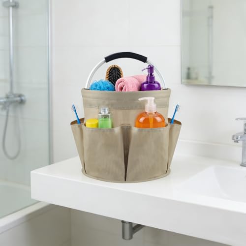 Cleaning Caddy with Handle, Foldable Cleaning Tote Bag with Multiple Pockets, 17L Cleaning Products Organiser, Portable Cleaning Bucket Bag for Home, Garden, Picnic & Beach