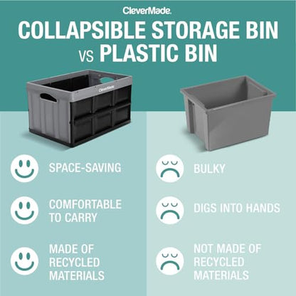 CleverMade Collapsible Storage Bins, 62L 3 Pack, 100 lb Stackable, Ocean - color: Ocean, size: 62l - 3 Pack