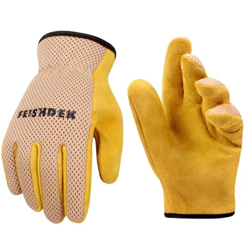 Kids Gardening Gloves, Durable Cowhide Kids Leather Glove for Work Age 2-12 - color: Pink 1 Pair, size: Small (Age 2-4)