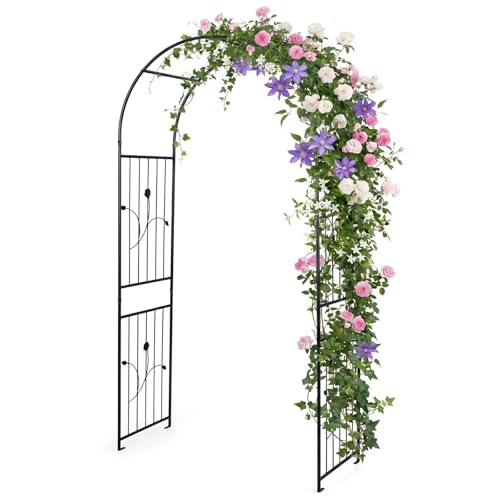 Giantex 87" Metal Garden Arbor Arch Trellis for Climbing Plants Vines - size: 42"W x 87"H