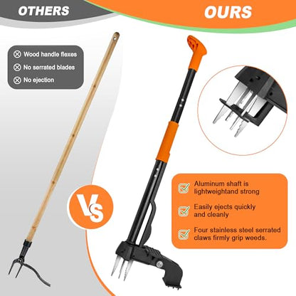 Weed Puller Tool,4-Claw Heavy Duty Gardening Stand-Up Weeder Puller
