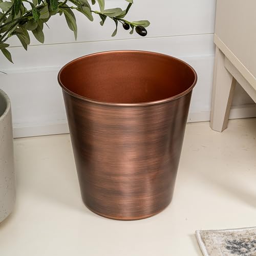 happimess Nolan 2 Gal Smooth Steel Wastebasket, Antique Copper - color: Antique Copper, size: Set of 1