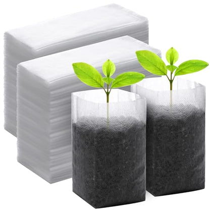 GREANER 400 PCS Nursery Bags - 5.5"x6.3", Biodegradable Plant Starter Bags, Thickened Non-Woven Biodegradable Plant Pots for Plant, Seedling, Garden, Flower, Vegetable, Indoors and Outdoor Use - size: 5.5"x6.3"/400pcs