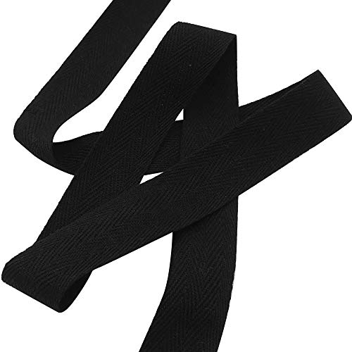 Natural Cotton Twill Tape 50 Yards 3/8 Inch Bunting Bias Tape Herringbone Webbing Tape Roll for Apron Sewing Dressmaking Craft (Black) - color: Black, size: 3/8inch