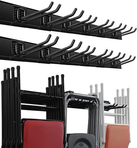 Wallmaster Garage Storage Organization Wall Mount Folding Chair Hangers - size: 12Hooks+6Panels