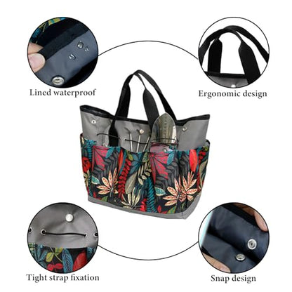 Garden Tool Bag Maple Leaf Gardening Bag with 8 Pockets Canvas Garden Tote Bag Women Men Garden Plant Tool Storage Bag (Tools NOT Included) - color: Flower