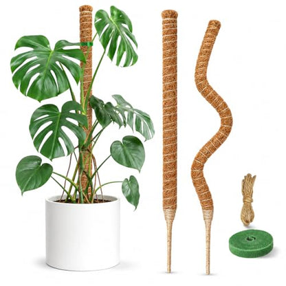 2 Pack 26.8'' Moss Pole for Monstera, Bendable Coco Coir Plant Support Stakes - size: 2 Pack（26.8-Inch）