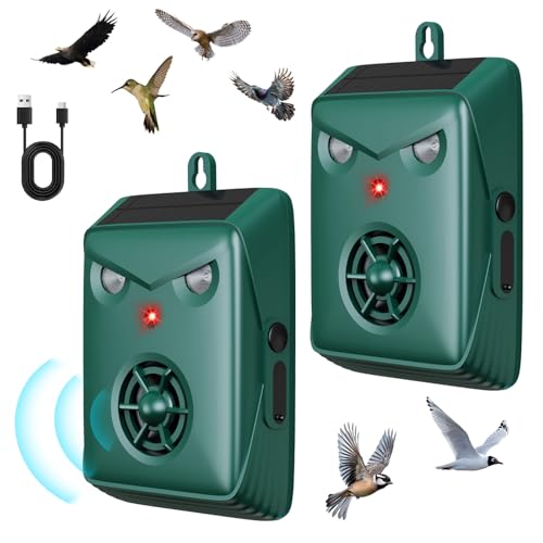 Solar Bird Repellent Devices with Motion Sensor for Outdoor Use, 2 Pack