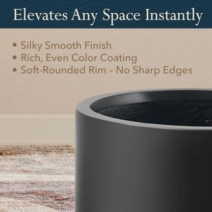 KUTE NEST 12" Premium Arco Fiberstone Patio Planter - Black - color: Black, size: 12"H x 12"D