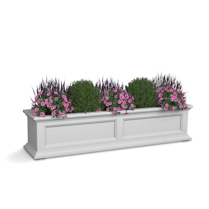 Mayne Fairfield 4ft Window Box - White - Durable Self Watering Resin Planter with Wall Mount Brackets, Plastic (5823-W) - color: White, size: 48in