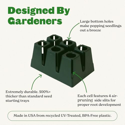 Epic Gardening 6-Cell Seed Starter Tray - 6 Trays - Sage Green - color: Sage Green