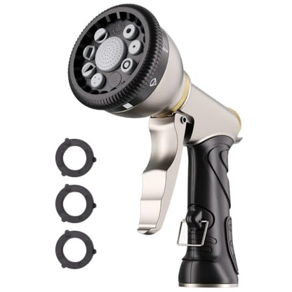 Besiter Garden Hose Nozzle Sprayer, Metal Water Hose Nozzle, High Pressure - color: Gray