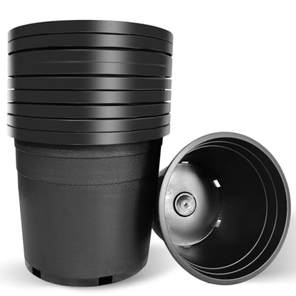 5 Gallon Nursery Pots Plastic Container Injection Molded Pot for Plants Flexible with Drainage Holes Suitable for Plants Soil Growers or Hydroponics Black 10 Pcs - size: 5 Gallon
