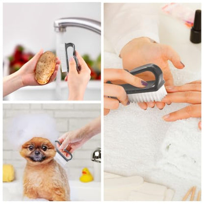 Larbois Handle Grip Nail Brush, Hand Fingernail Brush Cleaner Scrubbing Kit Pedicure for Toes and Nails Men Women - color: Color-10