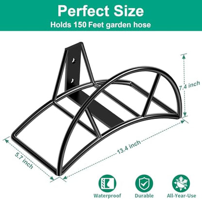 TomCare Garden Hose Holder Wall Mount, 150FT Capacity Water Hose Hanger - color: Black, size: Standard