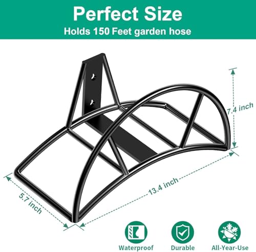 TomCare Garden Hose Holder Wall Mount, 150FT Capacity Water Hose Hanger - color: Black, size: Standard