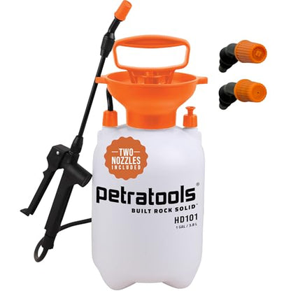 PetraTools HD101 Garden Pump Sprayer, 52-in Long Hose & 2 Nozzles, 1 Gallon - color: Orange, size: 1 Gallon