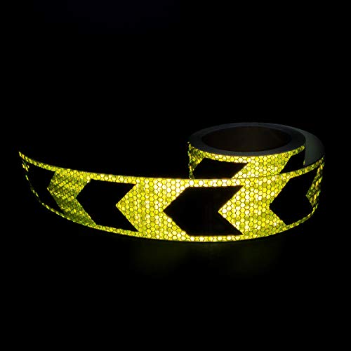 AISEY Reflective Tape Outdoor Waterproof, Conspicuity Tape, Visibility Hazard Caution Adhesive Tape Safety Signs 2 inch by 30 Feet, Safety Warning Tape Fluorescent Yellow Black Indoor/Outdoor - style: Yellow/Black