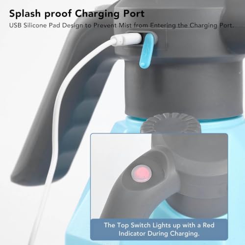 Electric Spray Bottle 3L, Rechargeable Plant Mister with Battery Powered (with Swivel Nozzle) - color: Blue, size: with Swivel Nozzle