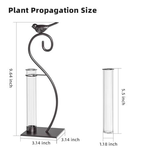 Marbrasse Plant Propagation Station, Plant Terrarium with Tubes Glass Vase, Desktop Glass Planter for Hydroponic, Plant Lover Gifts for Women Home Kitchen Office Garden Decor Terrarium Supplies - color: JK153-Vase Bird