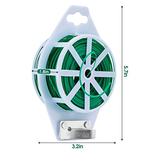 328 Feet (100m) Garden Plant Twist Tie with Cutter Reusable for Plants Growth and Care, Tie Wire Reel for Home and Office Cable Organization, Multifunctional Twist Ties (Green) Rool for Cord & Bag
