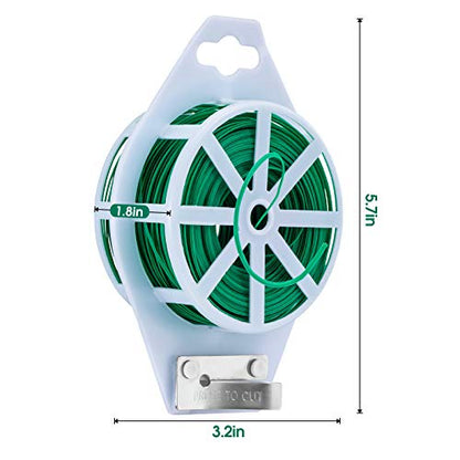 328 Feet (100m) Garden Plant Twist Tie with Cutter Reusable for Plants Growth and Care, Tie Wire Reel for Home and Office Cable Organization, Multifunctional Twist Ties (Green) Rool for Cord & Bag