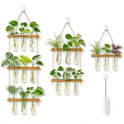 Leumoi 3pcs Hanging Propagation Station, Vertical 18 Glass Test Tubes