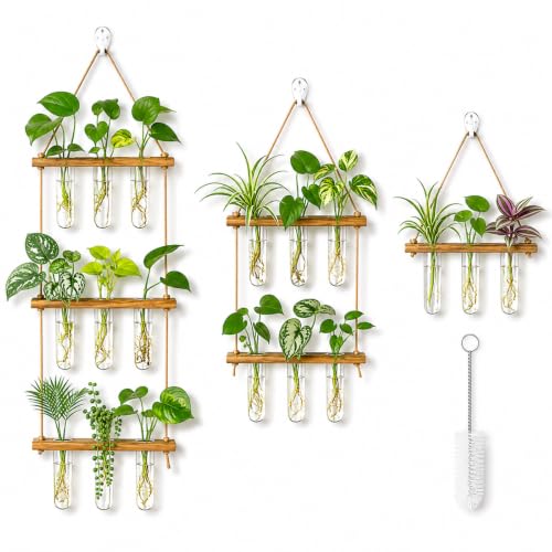 Leumoi 3pcs Hanging Propagation Station, Vertical 18 Glass Test Tubes