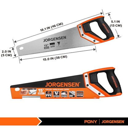 JORGENSEN 15 Inch Pro Hand Saw, 8 TPI Fine Cut Aluminum Handle - style: 15 Inch