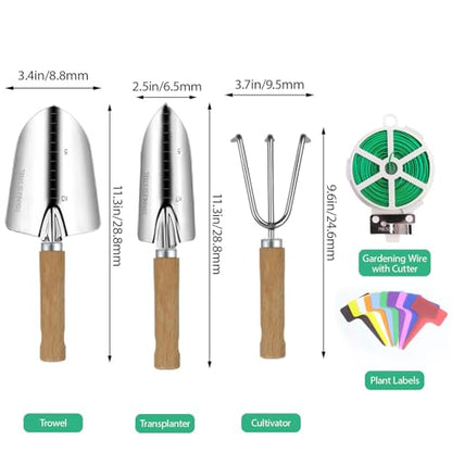 LeMotech Garden Tool Set, 3Pcs Stainless Steel Heavy Duty Gardening Kit Including Trowel Transplanter Cultivator Gardening Hand Tools with Handle, Planting Tool for Women Men - style: 3PC(Trowel&Transplanter&Cultivator)