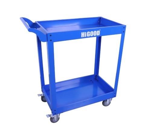 Heavy Duty Service Utility Cart, 2 Shelf Steel - color: Blue
