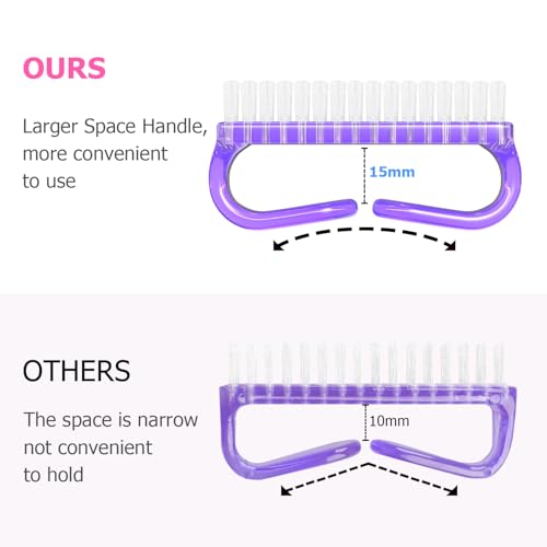 Larbois Handle Grip Nail Brush, Hand Fingernail Brush Cleaner Scrubbing Kit Pedicure for Toes and Nails Men Women (4 Pack) - color: Color-4