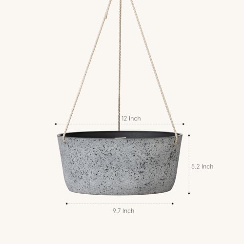 La Jolie Maison Large Hanging Planters for Outdoor Plants, Set of 2 12 Inch - color: Rock Gray