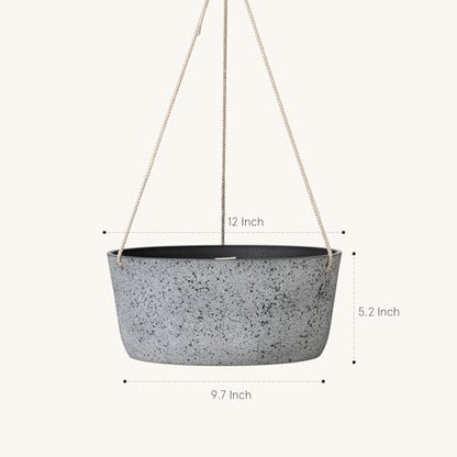 La Jolie Maison Large Hanging Planters for Outdoor Plants, Set of 2 12 Inch - color: Rock Gray