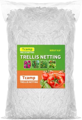 Tcamp Heavy-Duty Polyester Plant Trellis Netting 5 x 15ft (1 Pack) - size: 6" Mesh (5*15Ft)