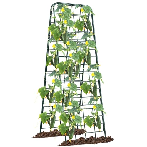Heavy Duty 50"x17" Adjustable A-Frame Trellis for Climbing Plants – Rust-Proof Metal Garden Trellis with Dense Grid Design, Perfect for Raised Beds, Tomatoes, Cucumbers & Outdoor Vines (Green, 1 Pcs) - color: Green, size: 1 Pcs