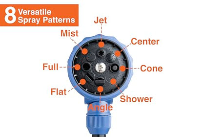 with Corvid Adjustable Thumb Control Garden Watering Wand, 19-24 Inch Telescoping Hose Nozzle 8 Spray Patterns, Heavy-Duty Zinc & Aluminum for Precise Watering and Cleaning