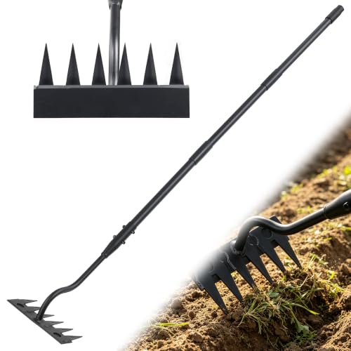 Weeding Rake for Gardening, 70 Inch Weed Puller Tool with Long Handle for Weeding Loosening Soil Cultivating Heavy Duty Metal 6 Tines Weeder for Backyard, Lawn, Garden Beds - size: 6tines